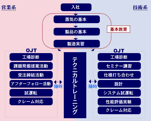 入社後の教育制度のイメージ図